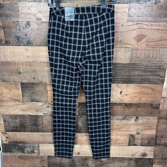 INC International Concepts Pants Black White Plaid Mid Rise Straight Leg Size 4 - Picture 11 of 13